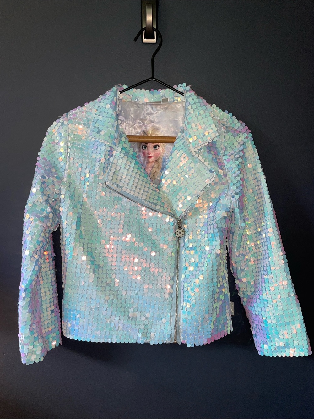 Disney for Target Ice Blue Sequin Elsa Frozen Jacket Size L (10-12), New